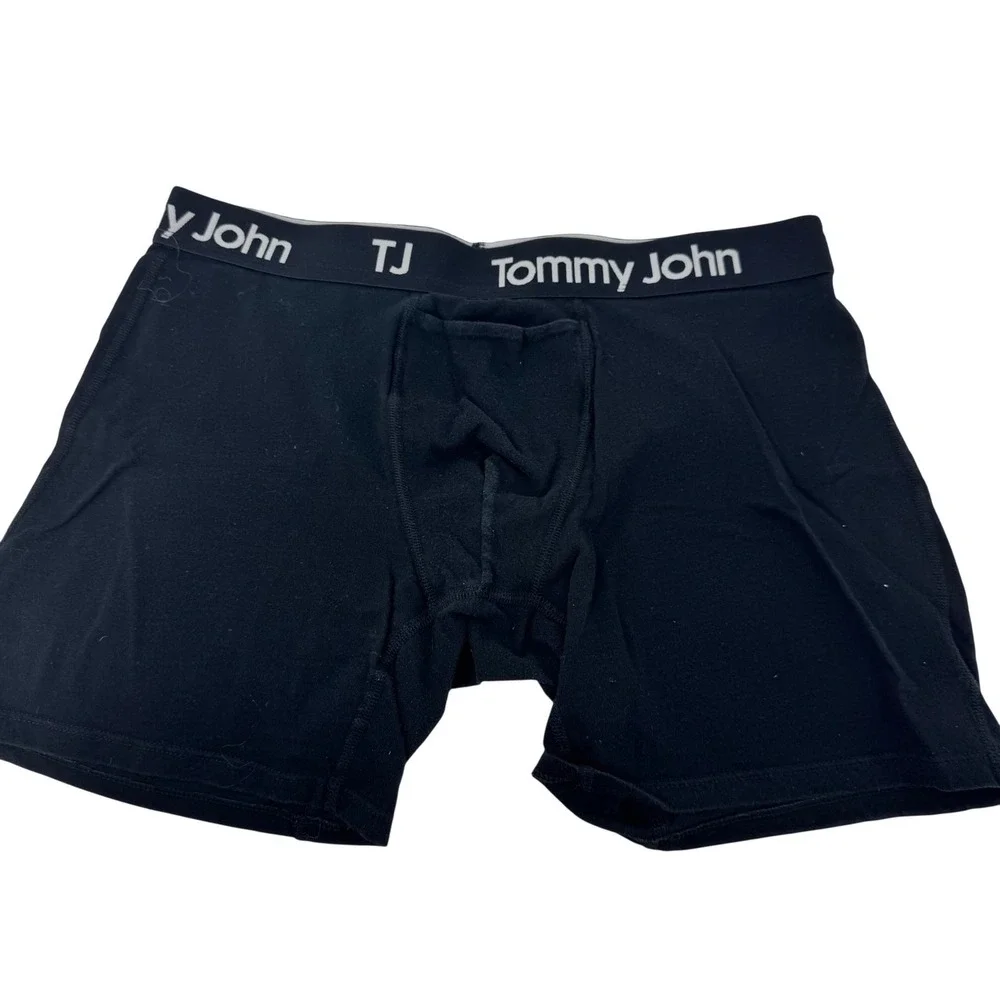 Tommy John Cotton Stretch Black Boxer Briefs Mens L G